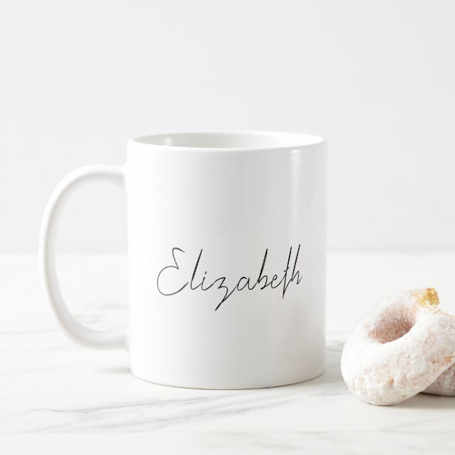 Caneca De Café Modelo de Nome de Script Elegante Personalizado (Com Donut)