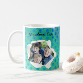 Caneca De Café Modelo de Pontos Azuis de Foto com Furos de Papel 