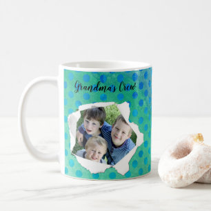 Caneca De Café Modelo de Pontos Azuis de Foto com Furos de Papel