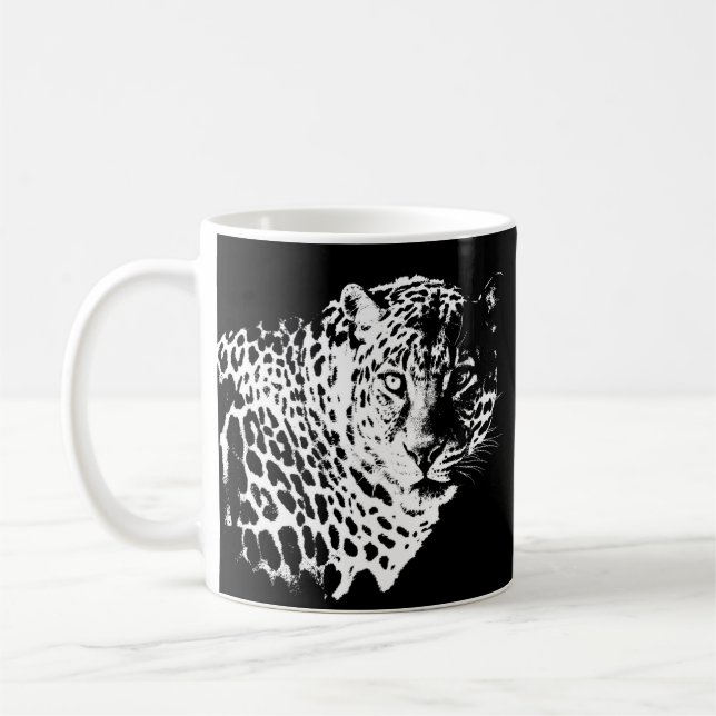 Caneca De Café Modelo de Pop de Arte de Animais de Rosto-Leopardo (Esquerda)