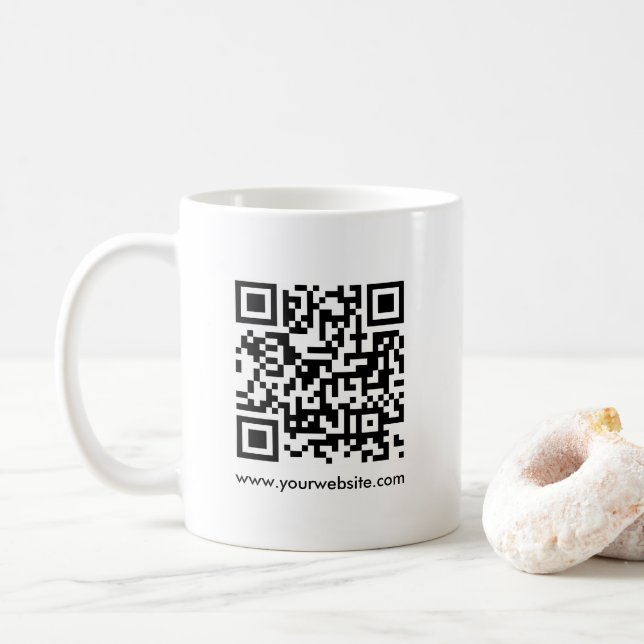 Caneca De Café Modelo de Url de Site do Código QR Personalizado D (Com Donut)