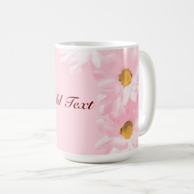 Caneca De Café Modelo Floral Rosa Pastel, personalizar, (Frente Esquerda)