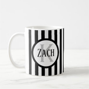 Caneca De Café Modelo Listrado Preto C00 Nome Curto Inicial