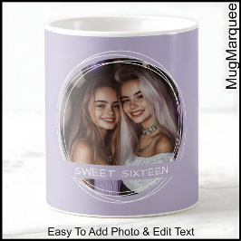 Caneca De Café Modelo Mensagem de Foto Lembrança Dezesseis Lilás 