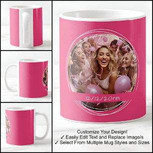 Caneca De Café Modelo Mensagem de Foto Lembrança Evento Rosa C58