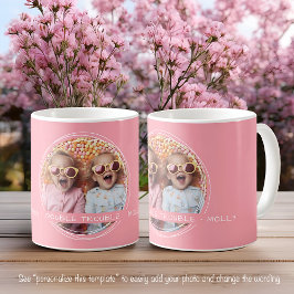 Caneca De Café Modelo Mensagem de Foto Lembrança Gêmeas Rosa C51