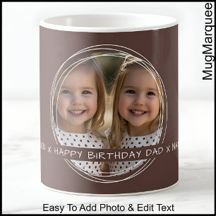Caneca De Café Modelo Mensagem de Foto Lembrança Pai Marrom C33