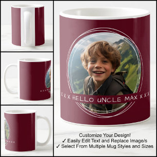 Caneca De Café Modelo Mensagem de Foto Lembrança Tio Maroon C31