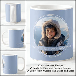 Caneca De Café Modelo Mensagem de Foto Lembrança Vovô Azul C410