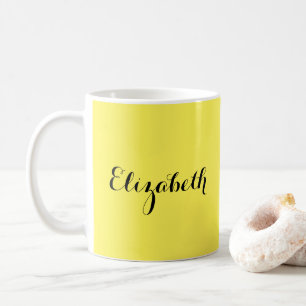 Caneca De Café Modelo moderno adicione seu nome digitado amarelo