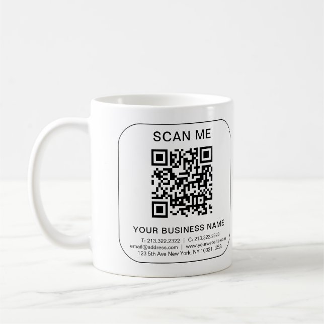 Caneca De Café Modelo Simples com Código QR de Empresa (Esquerda)