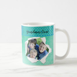 Caneca De Café Modelo Verde Azul Foto Buraco de Papel Personaliza