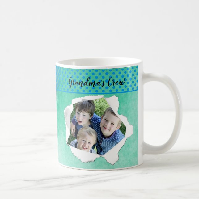 Caneca De Café Modelo Verde Azul Foto Buraco de Papel Personaliza (Direita)