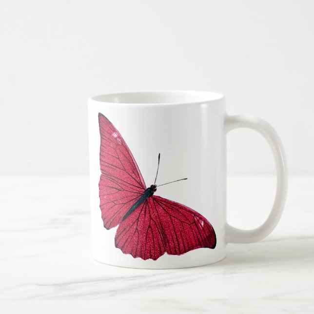 Caneca De Café Modelo vermelho da ilustração da borboleta dos (Direita)