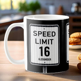 Caneca De Café Modern 16th Birthday Speed Sign