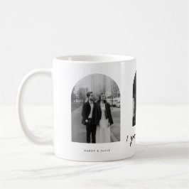 Caneca De Café Modern 1st Anniversary Couple 3-Photo Arch