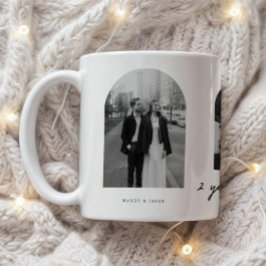 Caneca De Café Modern 2 Year Anniversary Couple Photo Arch