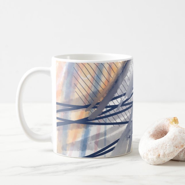 Caneca De Café Modern Abstrato Art Brushstrokes (Com Donut)