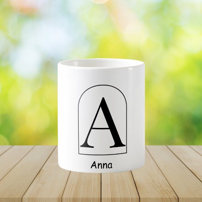 Caneca De Café Modern Arch Initial Monogram Coffee Mug (Criador carregado)