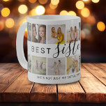 Caneca De Café Modern 'Best Sister Ever' Photo Collage<br><div class="desc">Modern photo collage coffee mug featuring a photo collage made up of 14 pictures,  the text 'Best Sister Ever' in elegant calligraphy script,  a beautiful sister quote that can be customized. This mug makes a beautiful keepsake gift for your sister on Birthdays or Christmas.</div>