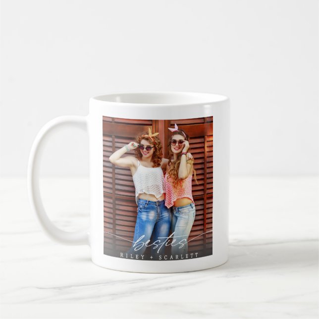 Caneca De Café Modern Besties BFF Photo Script Coffee Mug  (Esquerda)
