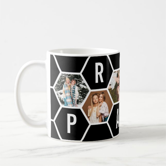 Caneca De Café Modern black and white Typography Photo Collage (Esquerda)