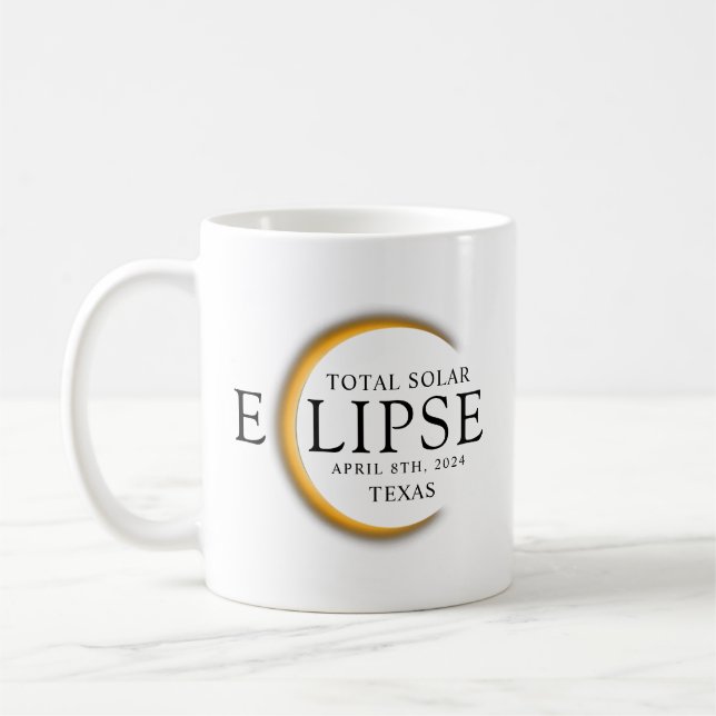Caneca De Café Modern Black & Dourado 2024 Texas Total Eclipse So (Esquerda)
