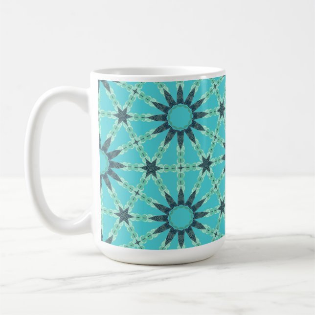 Caneca De Café Modern Blue Geometric Burst Coffee Mug (Esquerda)
