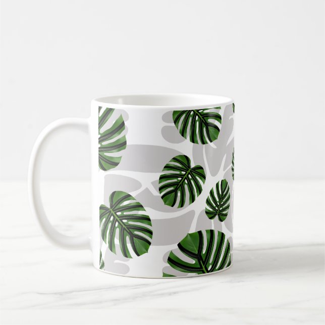 Caneca De Café Modern Boho Botanical Leaves Pattern (Esquerda)