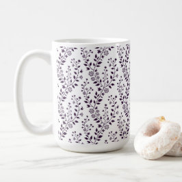 Caneca De Café Modern Boho Floral Pattern Plum White
