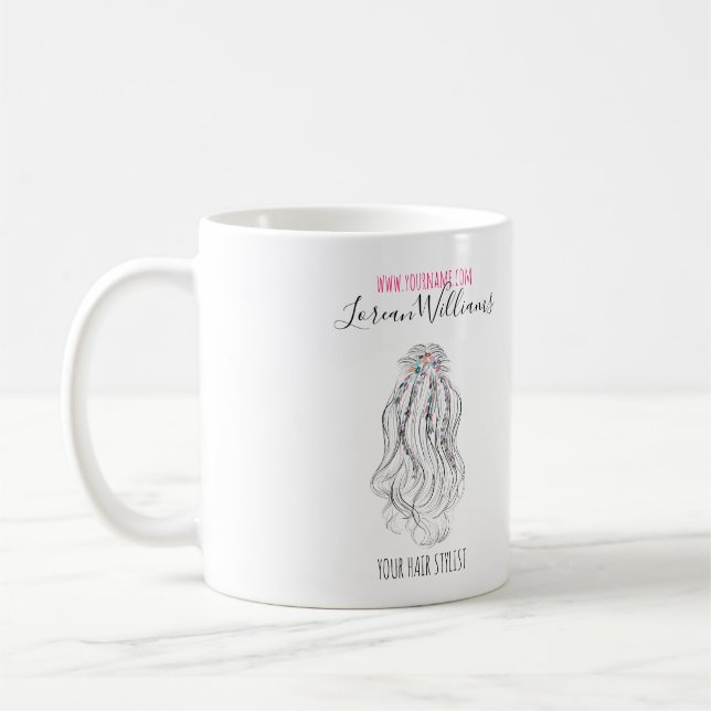 Caneca De Café Modern Boho Wildflower Bridal Hair Stylist Floral (Esquerda)