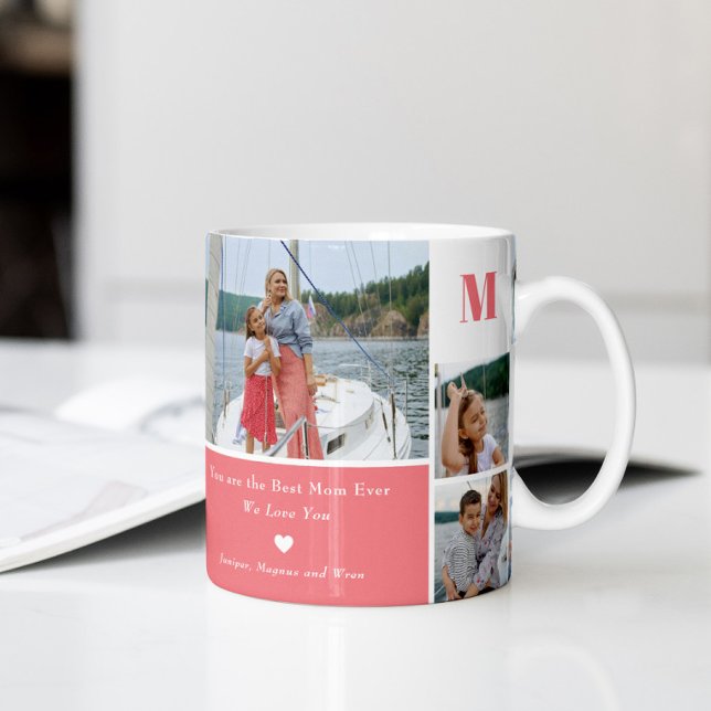 Caneca De Café Modern Bold Letters MOM 7 Custom Photo Mug (Criador carregado)