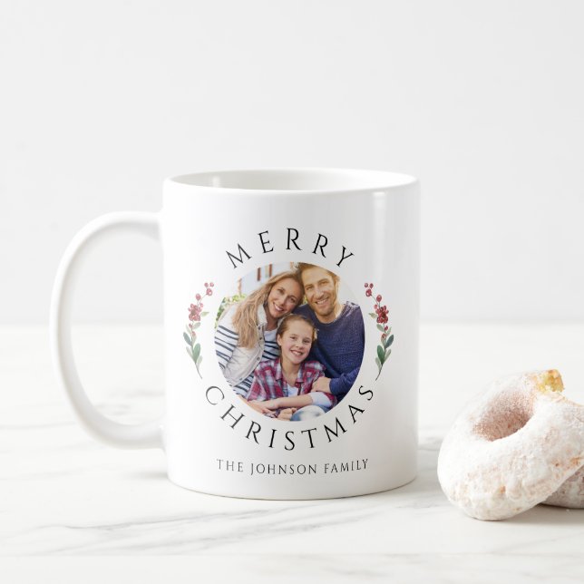 Caneca De Café Modern Botanical Photo Christmas (Com Donut)