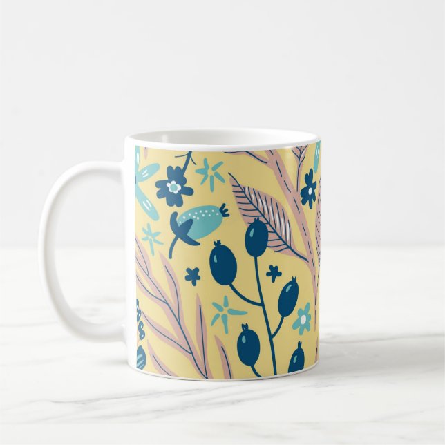 Caneca De Café Modern Botanical Plants and Flowers (Esquerda)