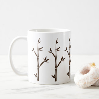 Caneca De Café Modern Brown Bamboo Shoots and Deixa Silhouette