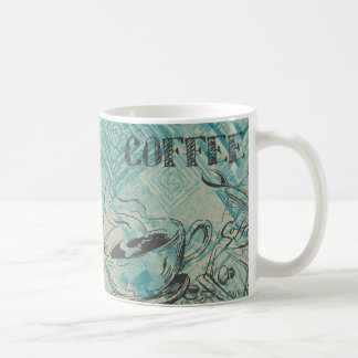 Caneca De Café Modern Coffee Art Sketch Blue