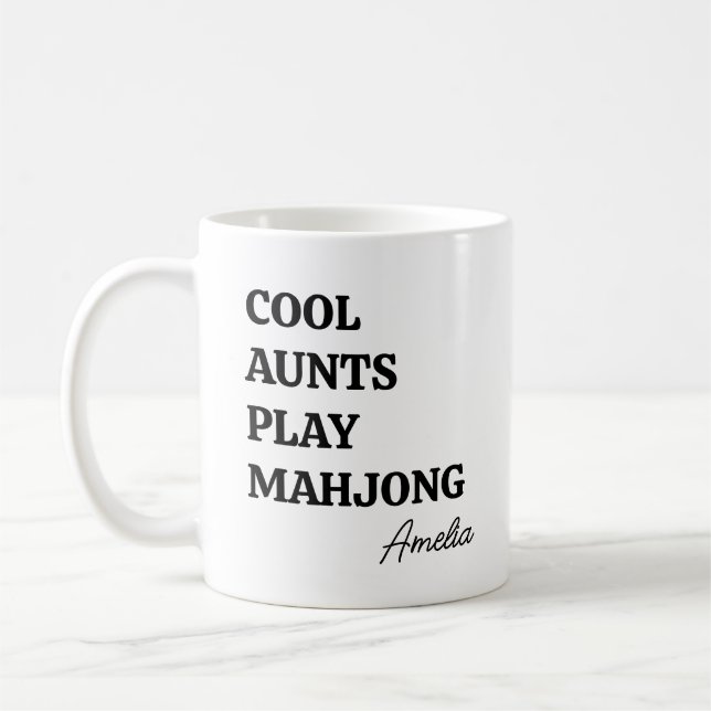 Caneca De Café Modern Cool Aunts Play Mahjong Name Quote (Esquerda)