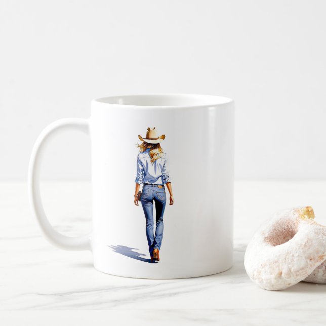 Caneca De Café Modern Cowgirl Walk (Com Donut)
