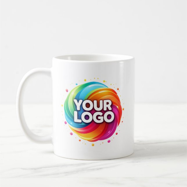 Caneca De Café Modern Custom Business Logo Branded Coffee Mug (Esquerda)