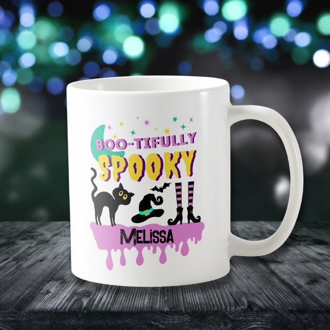 Caneca De Café Modern Cute Boo-timensamente Spooky (Criador carregado)