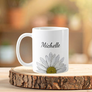 Caneca De Café Modern Daisy Elegant Floral