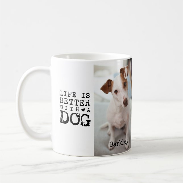 Caneca De Café Modern Dog Pet Quote Photo Template Mug (Esquerda)