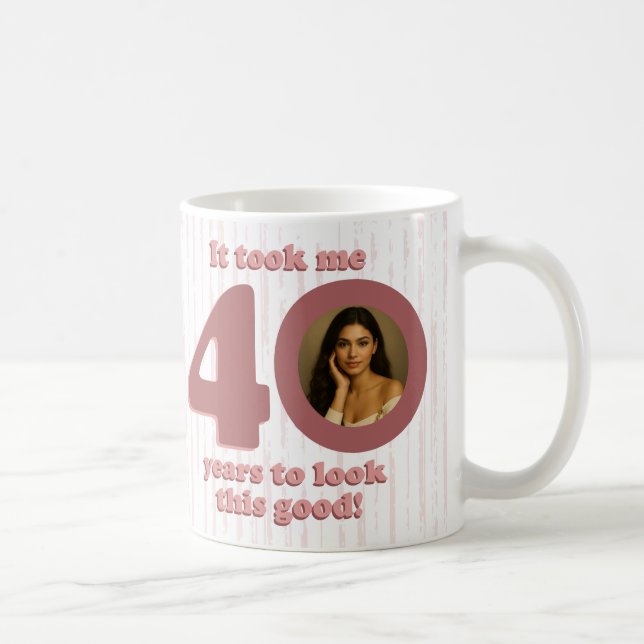 Caneca De Café Modern Dusty Rose Fabulous 40th Birthday Women (Direita)