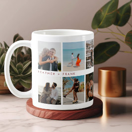 Caneca De Café Modern Elegant Chic Script Photos Valentines Day