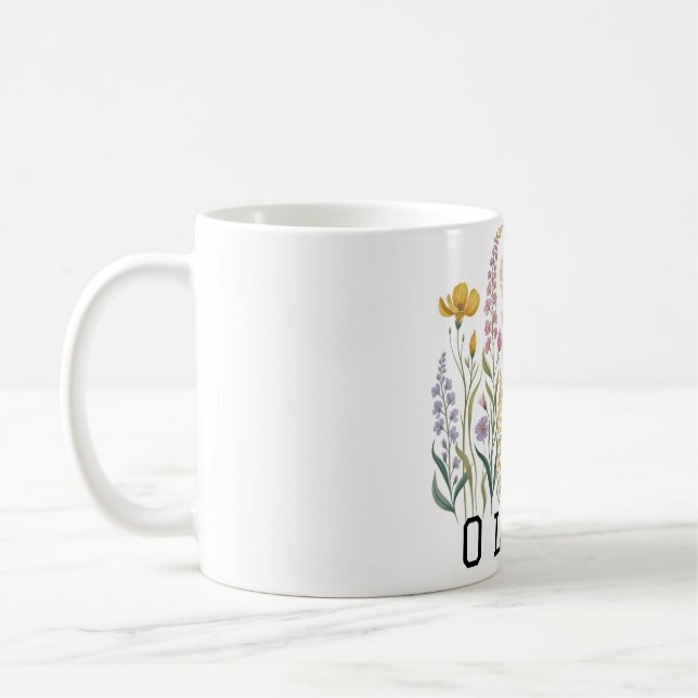 Caneca De Café Modern elegant cute girly simple wildflowers  (Esquerda)