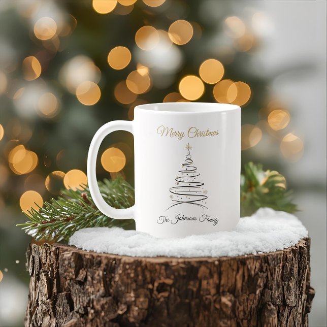 Caneca De Café Modern Elegant Minimal Christmas Tree Mug (Criador carregado)