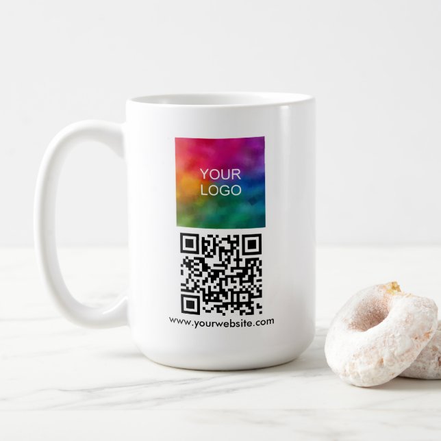 Caneca De Café Modern Elegant QR Code Upload Logo Template (Com Donut)