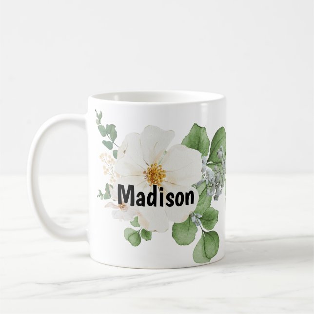 Caneca De Café Modern farmhouse personalize custom Floral Mug (Esquerda)