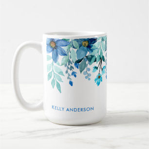 Caneca De Café Modern Floral Girly Tropical Watercolor