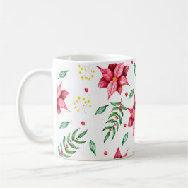 Caneca De Café Modern Floral Poinsettia Watercolor